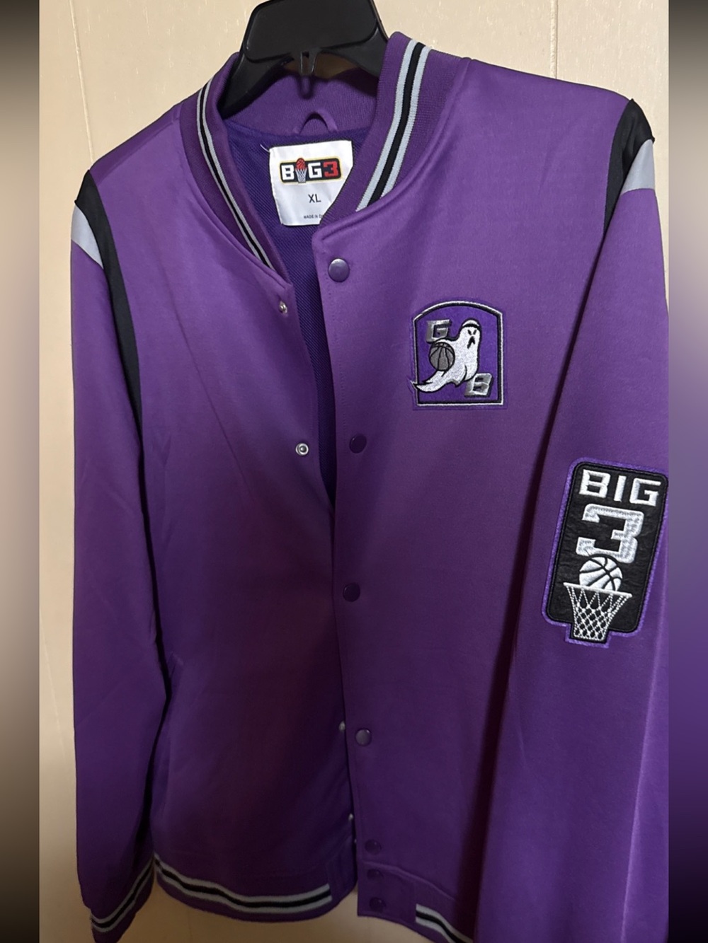 Big 3 basketball Purple warmup Varsity-Style Jacket Men’s Large